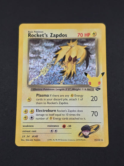 Rocket’s Zapdos #15/132 Celebrations 25th — FRONT