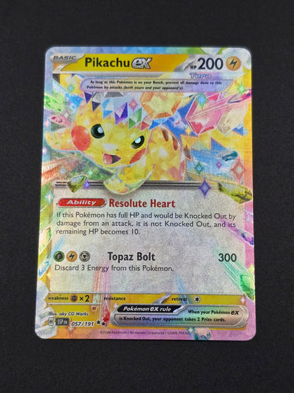 Pikachu ex #057/191 Surging Sparks — FRONT