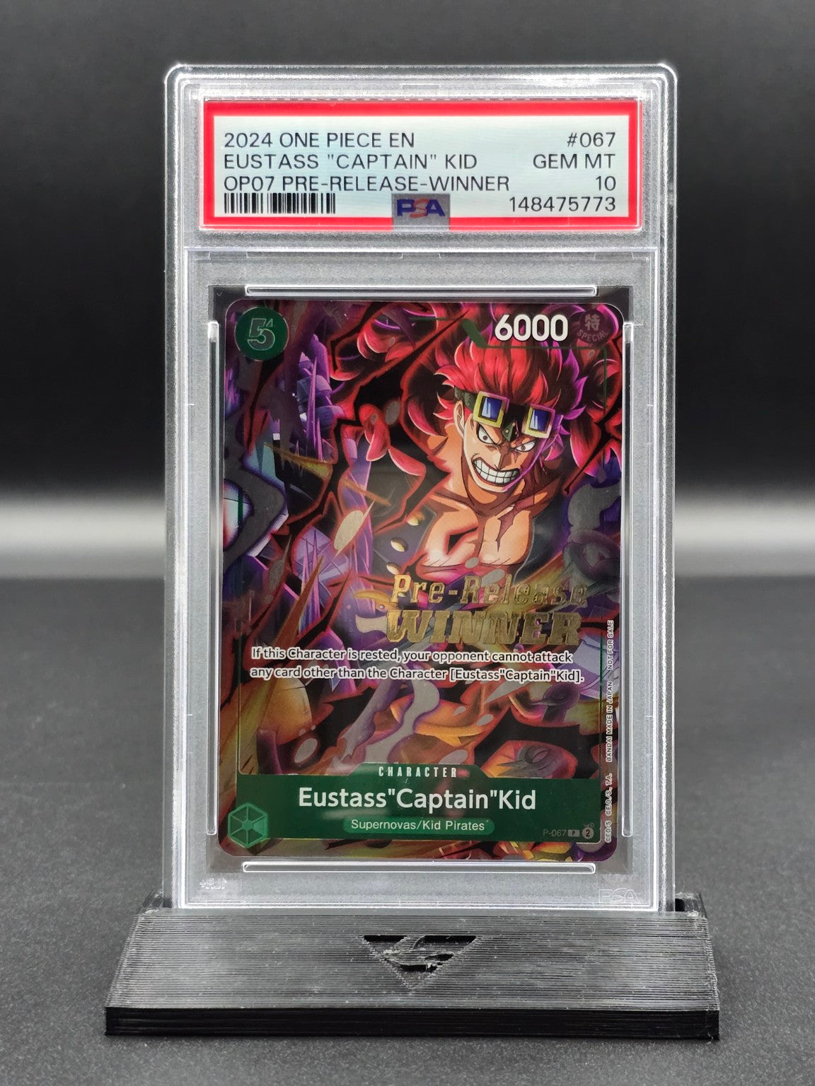 One Piece Eustass "Captain" Kid P-067 OP07 Pre-Release Winner PSA 10 / 🇬🇧 - FRONT