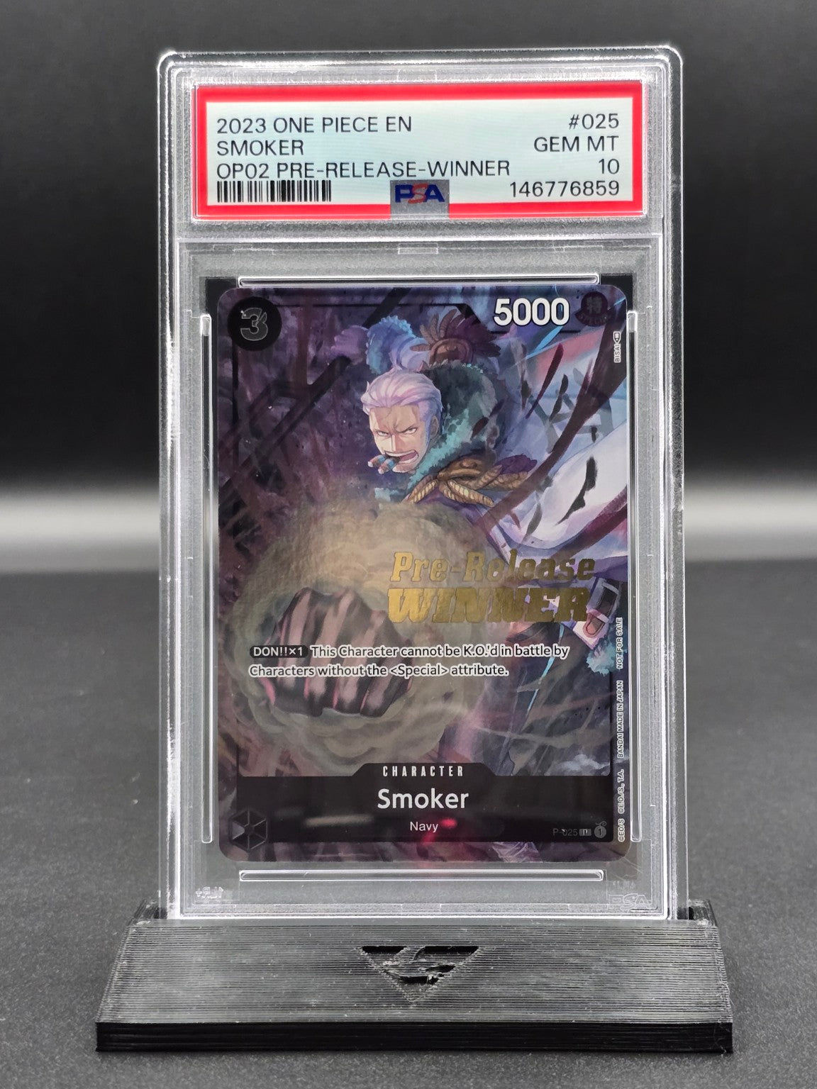 One Piece Smoker P-025 OP02 Pre-Release Winner PSA 10 / 🇬🇧 - FRONT