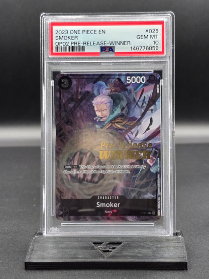One Piece Smoker P-025 OP02 Pre-Release Winner PSA 10 / 🇬🇧 - FRONT
