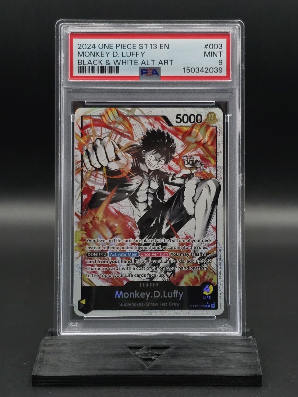 One Piece Monkey D. Luffy ST13-003 Black & White Alt Art PSA 9 / 🇬🇧