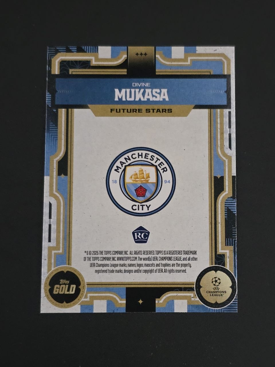 Topps 2025-26 UEFA Club Competitions Divine Mukasa Future Stars RC / 🇬🇧