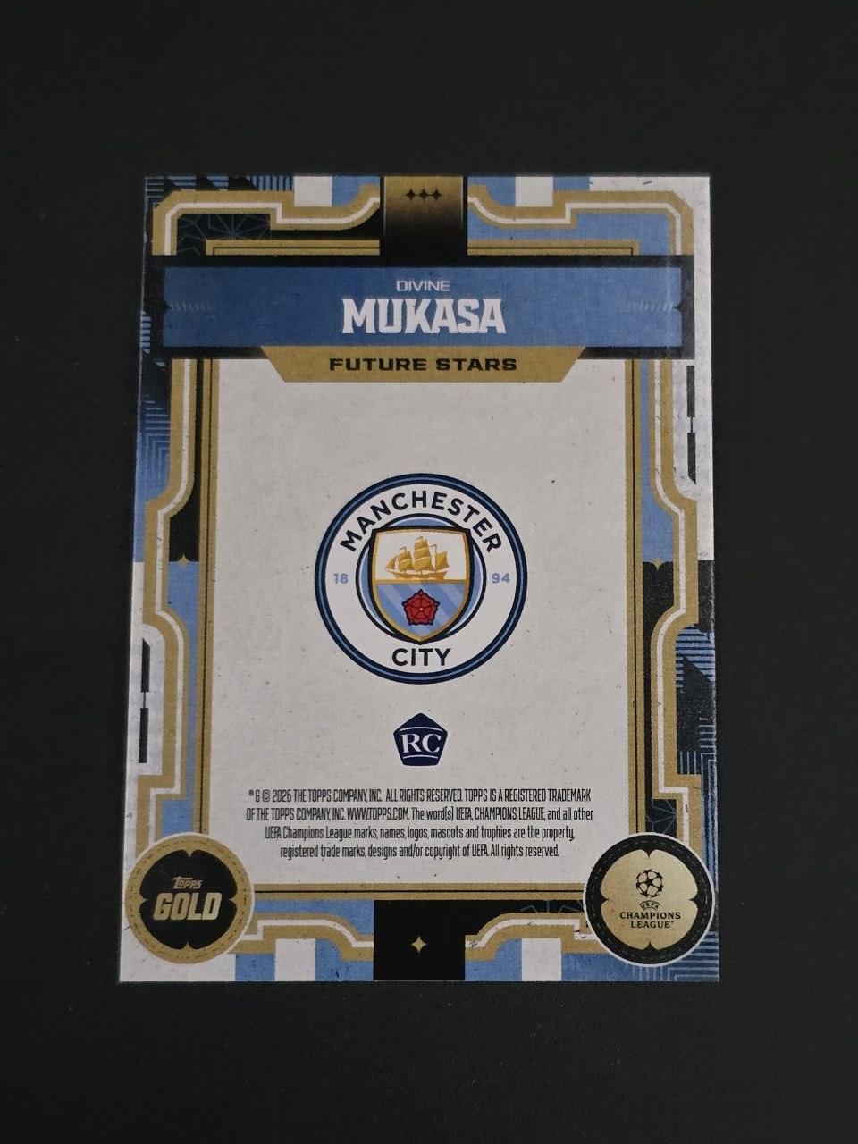 Topps 2025-26 UEFA Club Competitions Divine Mukasa Future Stars RC / 🇬🇧