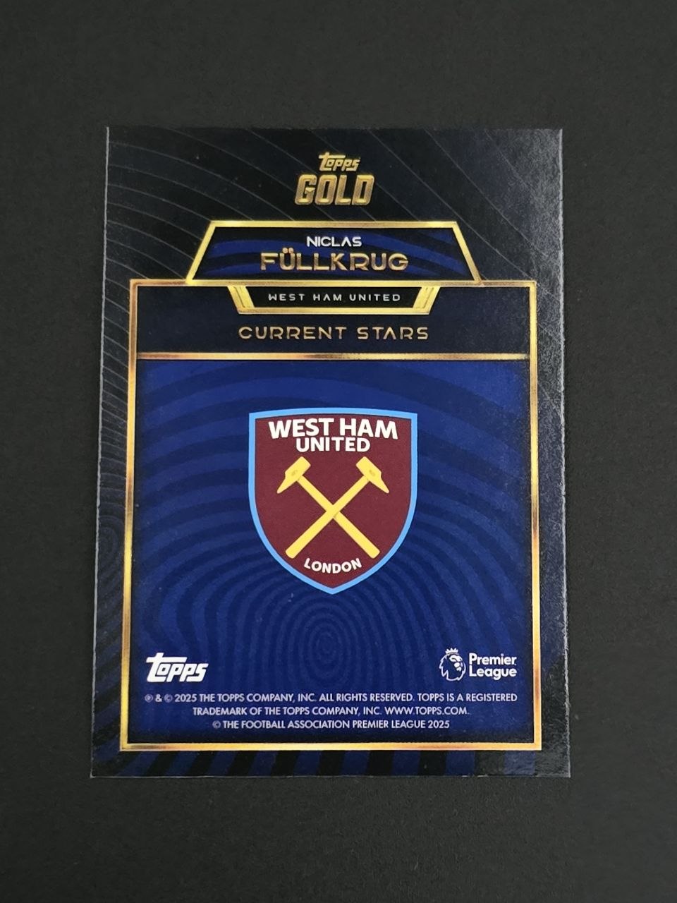 Topps 2025-26 Premier League Niclas Füllkrug Current Stars Gold / 🇬🇧